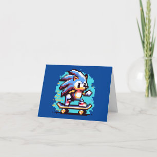 Skater Igel Schnell & Fun Pixel Art Skateboarding Karte