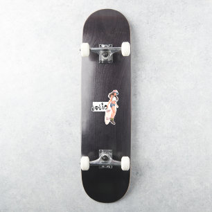 Skater Illustration   Monogramm-Skateboard-Aufkleb Aufkleber