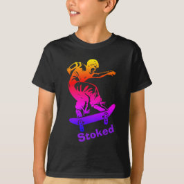 Skater-Junge geschürter RegenbogenSkateboarder T-Shirt