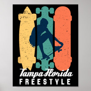 Skater Junge Tampa Florida Vintage Retro Straßen S Poster