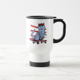 Skater Katze Skateboarder Skateboard Skateboarding Reisebecher