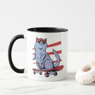 Skater Katze Skateboarder Skateboard Skateboarding Tasse