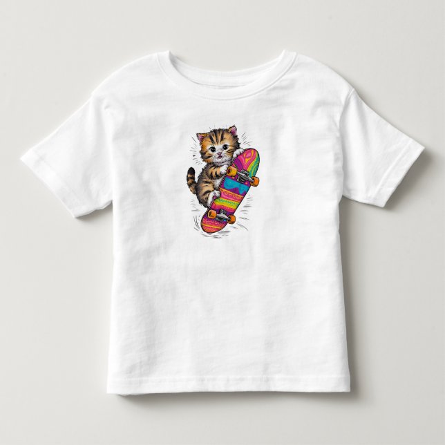 Skater Kitten Kleinkind T-shirt (Vorderseite)
