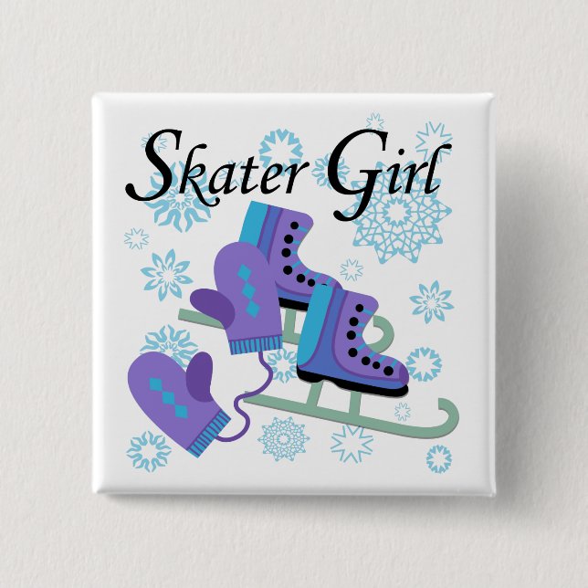 Skater-Mädchen Button (Vorderseite)