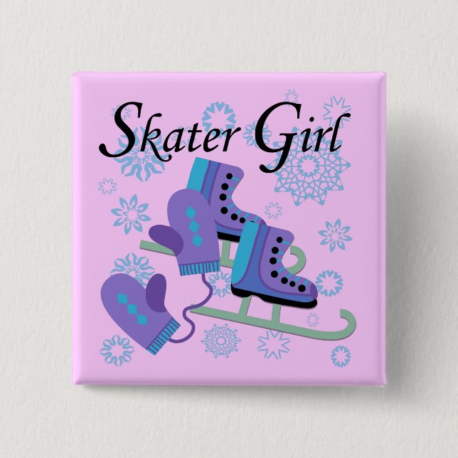 Skater-Mädchen Button (Vorderseite)