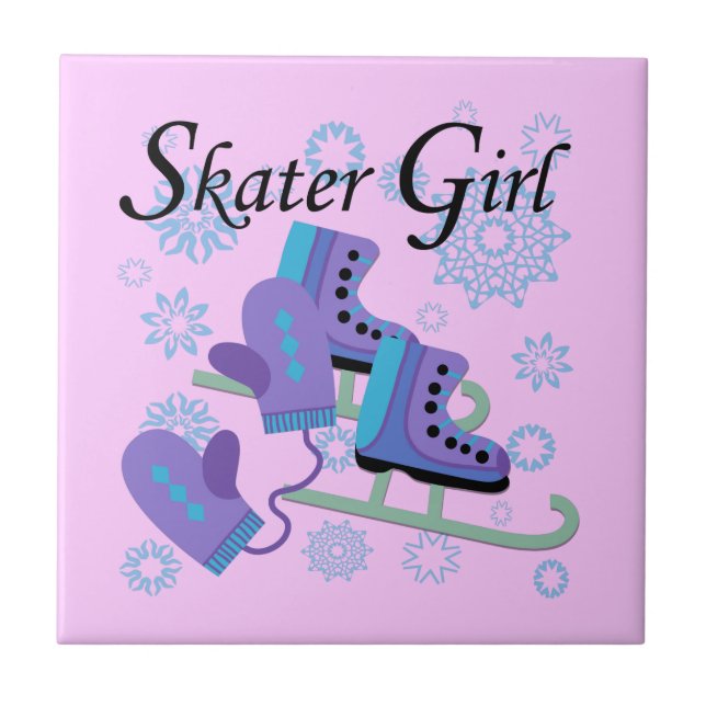 Skater-Mädchen Fliese (Vorderseite)