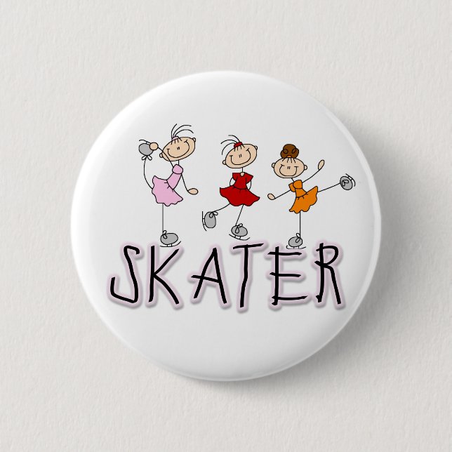 Skater-Mädchen-Knopf Button (Vorderseite)