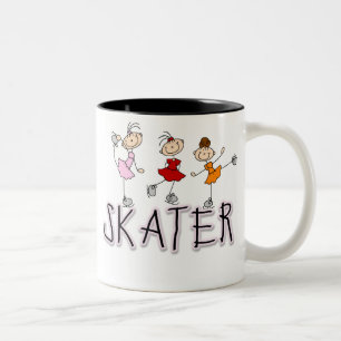 Skater-Mädchen-Strichmännchen-Tasse Zweifarbige Tasse