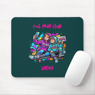 Skater Mom & Son Graffiti Dunkel Türkis Mousepad