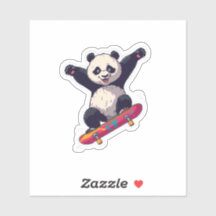 Skater-Panda-Aufkleber – Cartoon-Aufkleber
