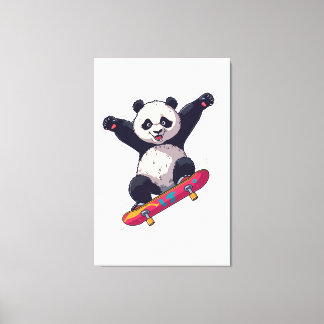Skater Panda Canvas – Skateboarding Panda Wandkuns Leinwanddruck