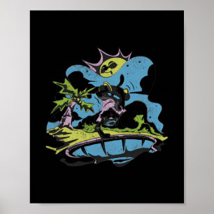 Skater Panther unter einer funky Sonne - Retro-Car Poster