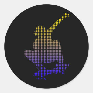 Skater-Punkt-Silhouette Minimal Retro-Skateboard Runder Aufkleber
