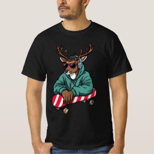Skater Reindeer – Cool Christmas Skateboard Design T-Shirt