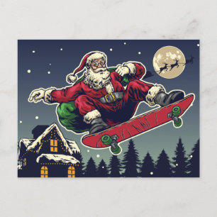 Skater Santa Postcard Postkarte