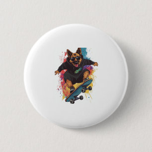 Skater Shepherd � Cooler Skateboard Hund Button