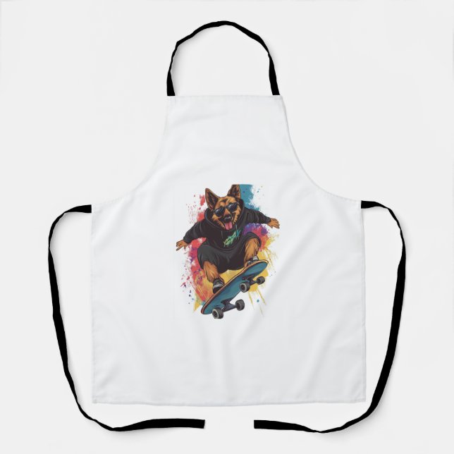 Skater Shepherd � Cooler Skateboard-Hund Schürze (Vorderseite)