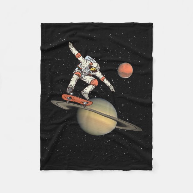 Skater Skate Board Skateboard Astronaut Ramp Trick Fleecedecke (Vorderseite)