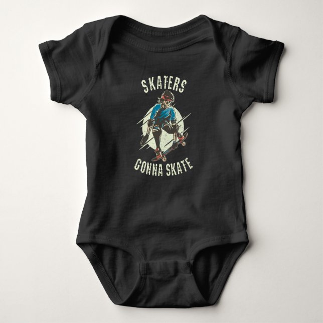 Skater Skate Skeleton Skateboarder Baby Strampler (Vorderseite)