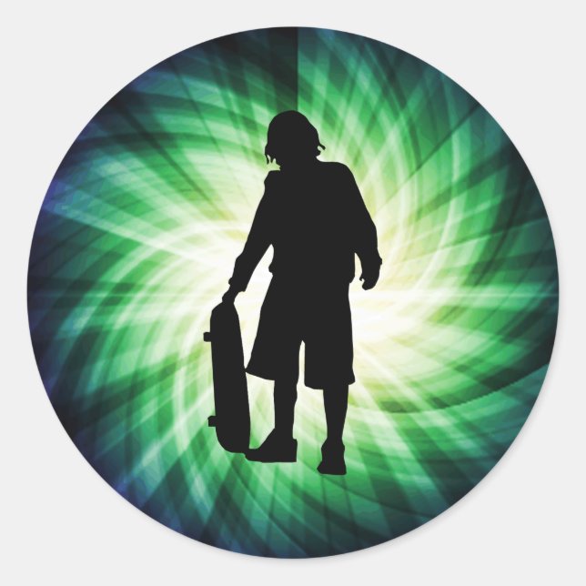 Skater; Skateboard Runder Aufkleber (Vorderseite)