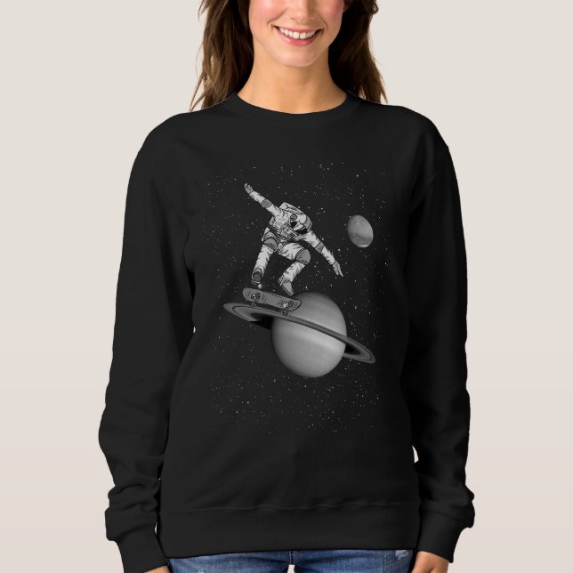 Skater Skateboard Skateboard Astronaut Lampe Makeu Sweatshirt (Vorderseite)