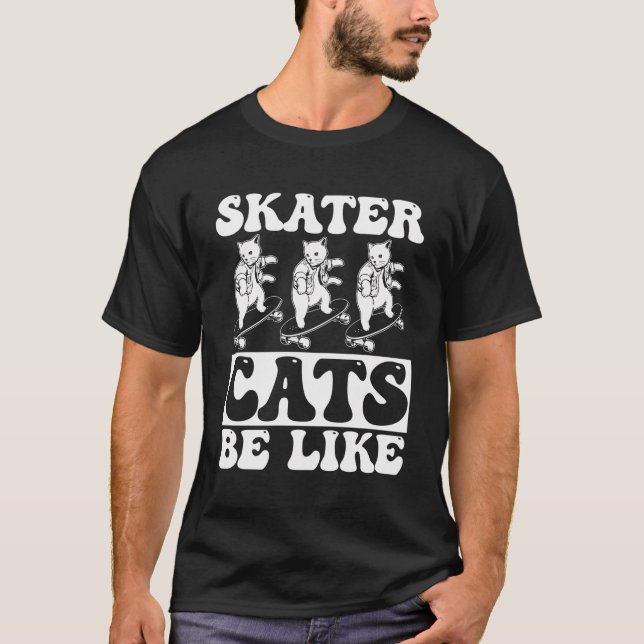 Skater Skateboard - Skateboarder Skateboard Cat T-Shirt (Vorderseite)