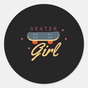 Skater Skateboard Skateboarding Für Mädchen Gesche Runder Aufkleber