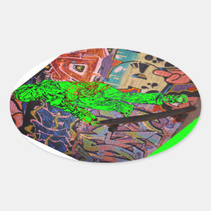 Skater-/Skateboarder-Jumps-Sticker Ovaler Aufkleber