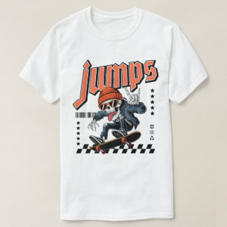 Skater Skeleton "Jumps" Street Style Grafik T-Shirt