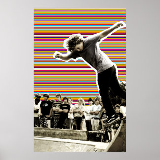 Skater Streifen Skateboarding Bowl Poster
