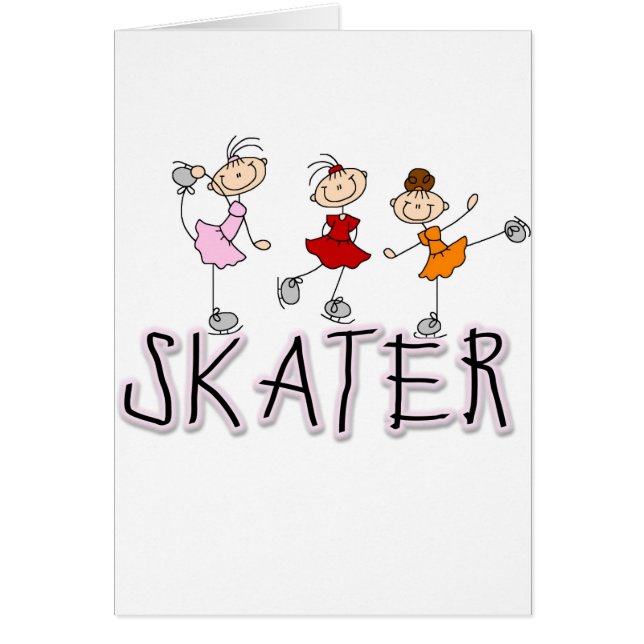 Skater-Strichfigur-Mädchen-Karte (Vorne)