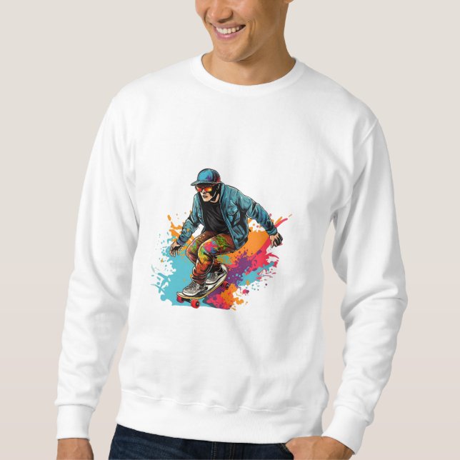 Skater Sweatshirt Skateboarding Vintager T - Shirt (Vorderseite)