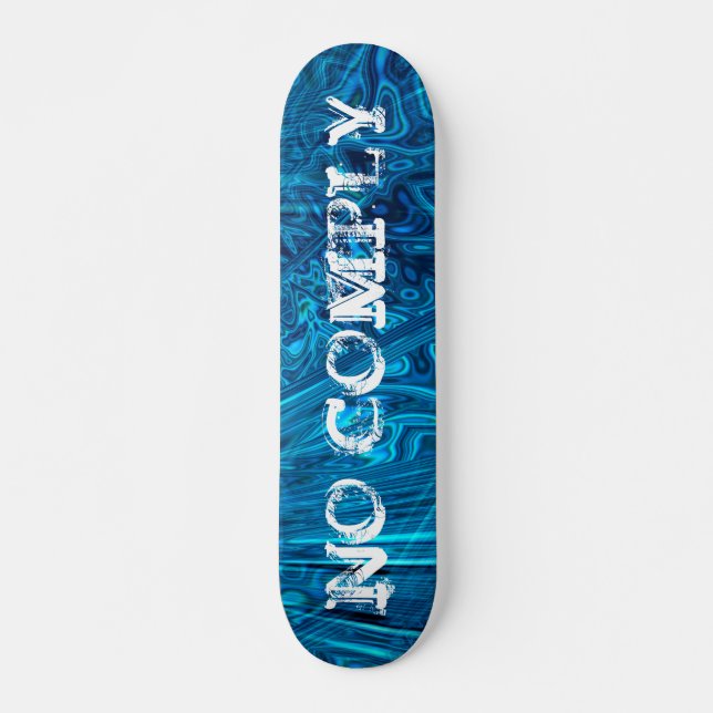 Skater Trick No Comply auf Blue Abalone Fraktal Skateboard (Vorne)
