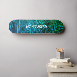 Skater Trick No Comply Blue Green Paua Fraktal Skateboard