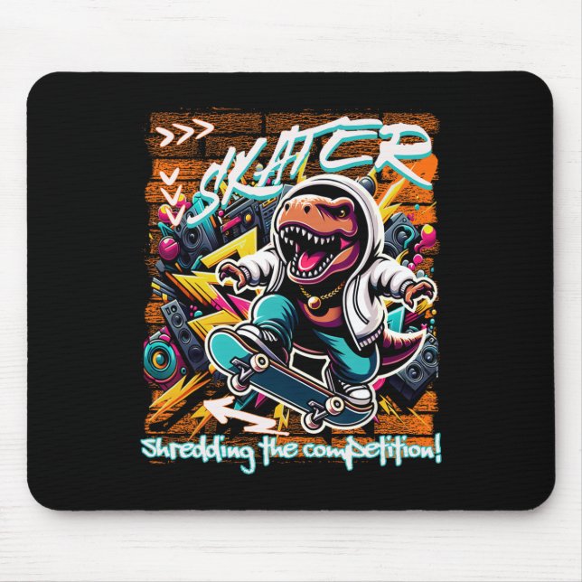 Skater zerstört die Konkurrenz! Lustiger T-Rex für Mousepad (Vorne)