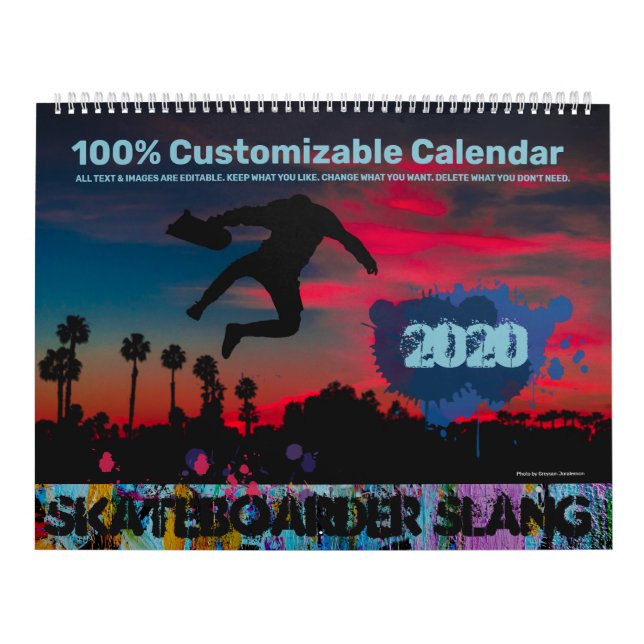 Skaterboarder Slang benutzerdefinierbar Kalender (Titelbild)