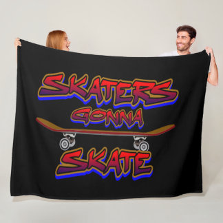 Skaters Gonna Skate Skateboard Red Blue Graffiti Fleecedecke