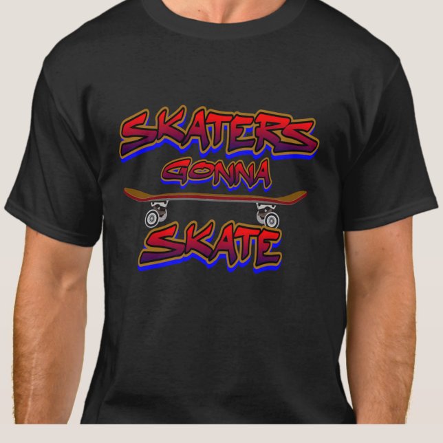 Skaters Gonna Skate Skateboard Red Blue Graffiti T-Shirt (Von Creator hochgeladen)