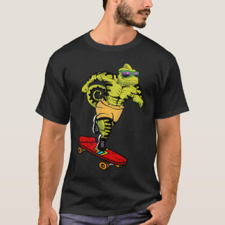 Skaters Having Fun Cool Chameleon Skateboard For T-Shirt