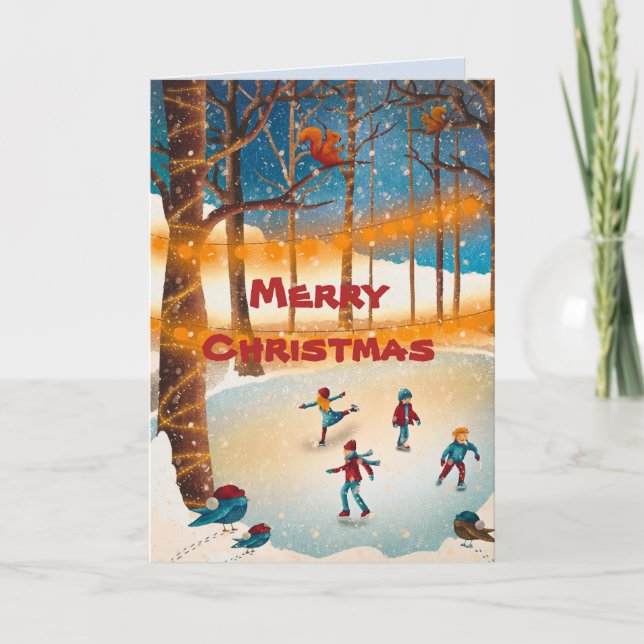 SKATERS POND-CHRISTMAS-KARTE DANKESKARTE (Vorderseite)