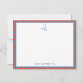 Skates with Soft Blues Personalized Note Card Mitteilungskarte
