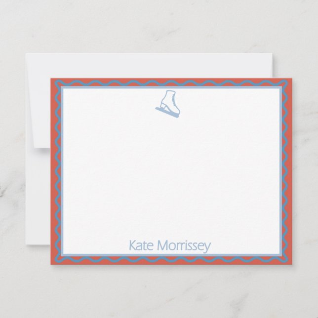 Skates with Soft Blues Personalized Note Card  Mitteilungskarte (Vorderseite)