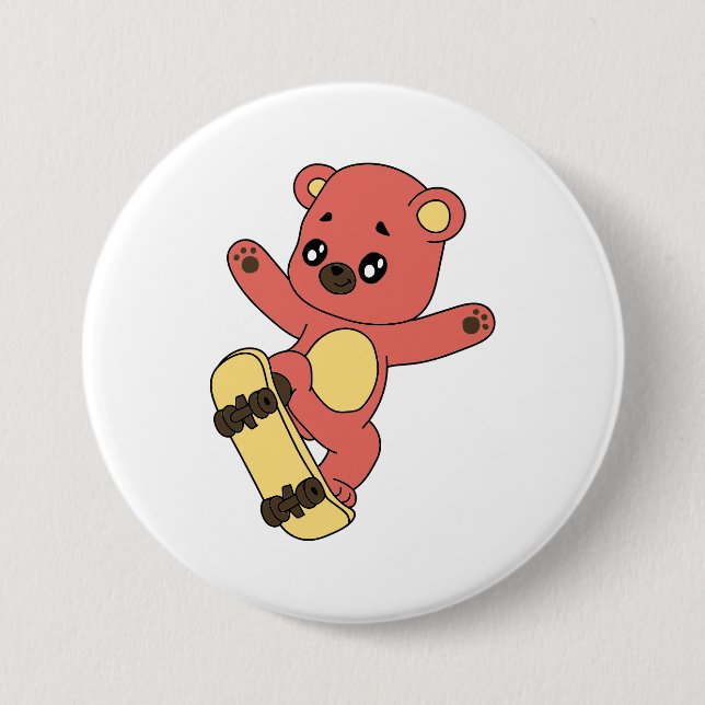 Skating Bear Button (Vorderseite)