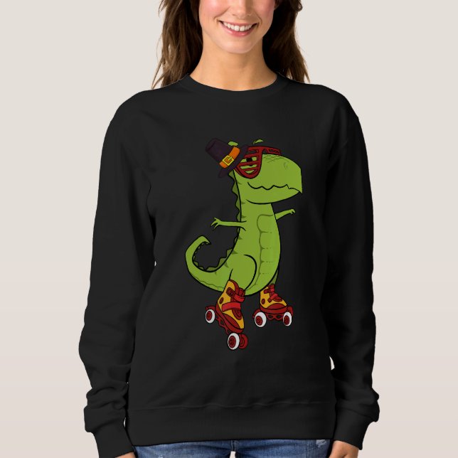Skating Dinosaur Thanksgiving Day Cool Rex Roller  Sweatshirt (Vorderseite)