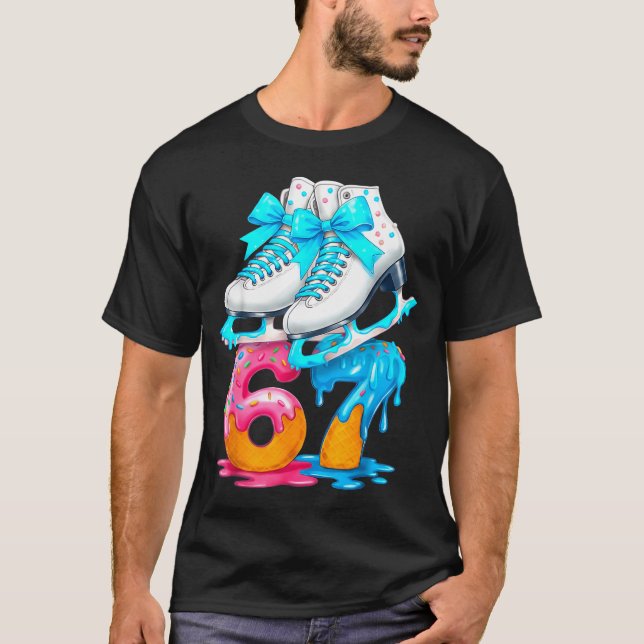 Skating Ice Cream Drip Number 67 Player 67th Birth T-Shirt (Vorderseite)