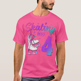 Skating Into 4Th Birthday 4 Year Old Ice Skating G T-Shirt