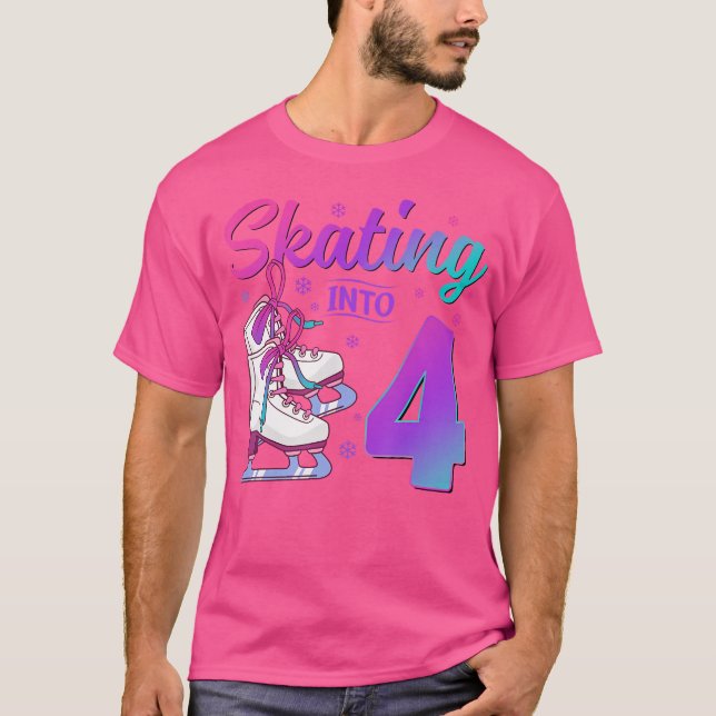 Skating Into 4Th Birthday 4 Year Old Ice Skating G T-Shirt (Vorderseite)