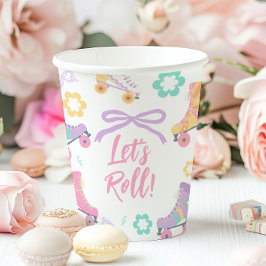 Skating Lets Roll Rollschuh Girl Geburtstag Pappbecher