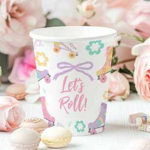 Skating Lets Roll Rollschuh Girl Geburtstag Pappbecher