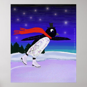 Skating Penguin Poster